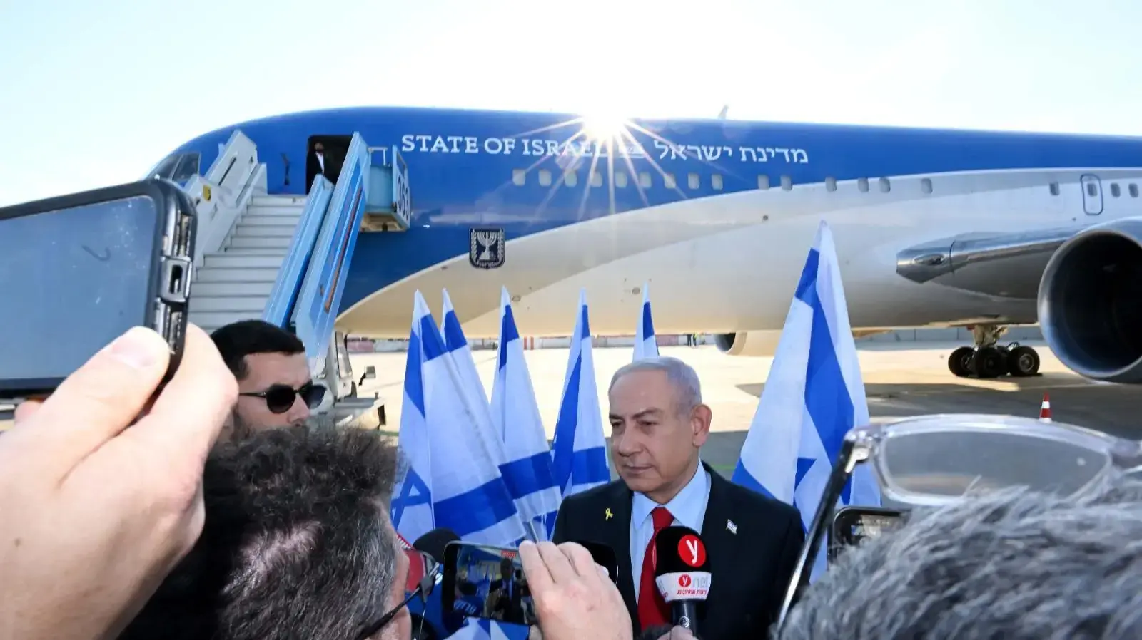 רה"מ בנימין נתניהו לפני המראתו לארה"ב, 2 בפברואר 2024