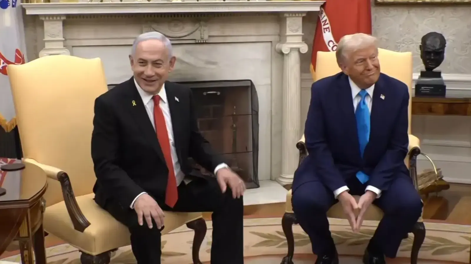 החלה פגישתם של דונלד טראמפ ובנימין נתניהו בבית הלבן, 4 בפברואר 2025. החלה פגישתם של דונלד טראמפ ובנימין נתניהו בבית הלבן, 4 בפברואר 2025.