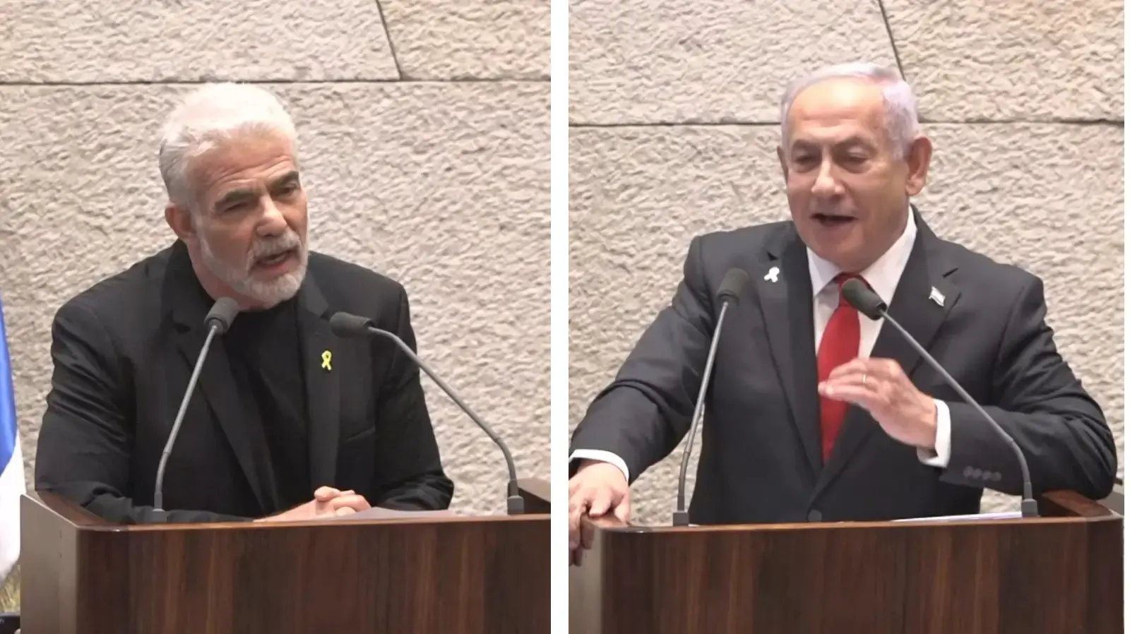 יאיר לפיד 
ביבי נתניהו 
בזמן מליאת הכנסת, 10 בפברואר 2025 