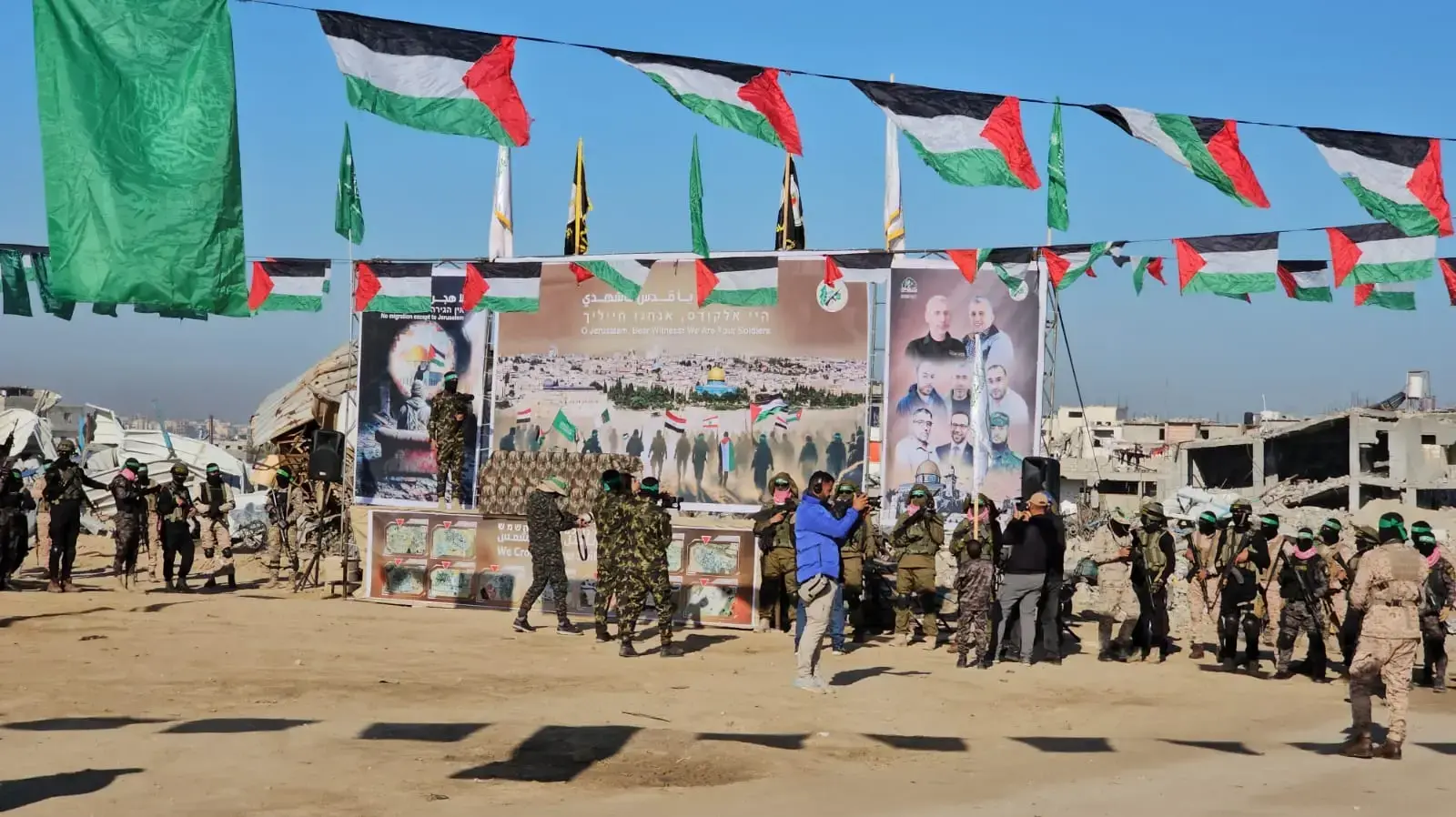 הערכות ארגוני הטרור חמאס והג'יאהד האסלאמי טרם העברת החטופים לידיי הצלב האדום, חאן יונס, 15 בפברואר 2025