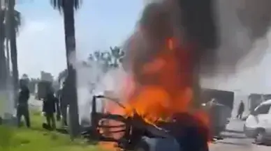 רכב עולה באש מתקיפה צידון, דרום לבנון רכב עולה באש מתקיפה צידון, דרום לבנון