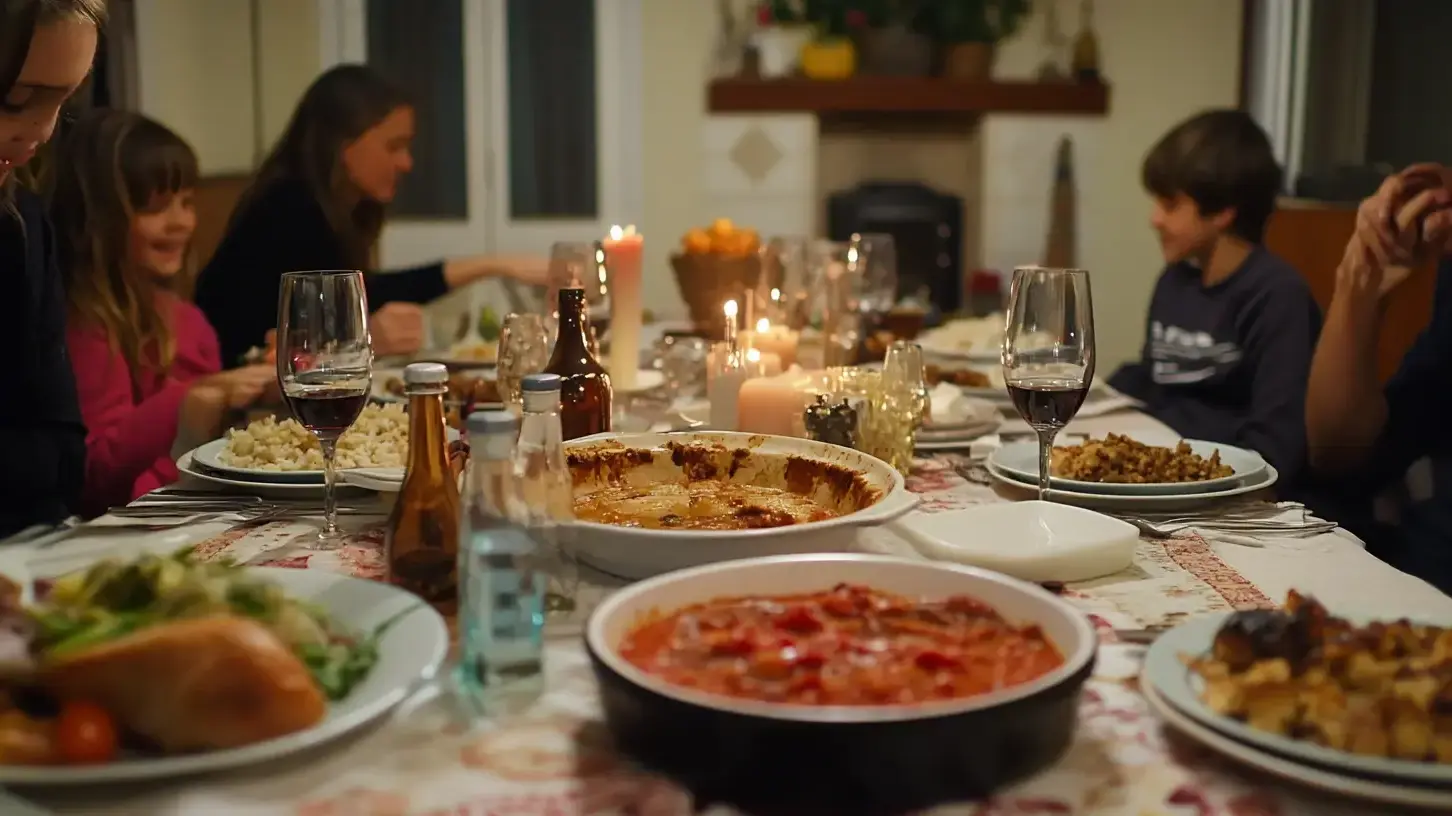 ארוחה משפחתית וכסא ריק ארוחה משפחתית וכסא ריק