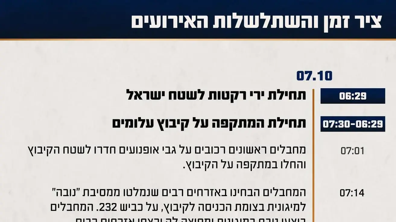 ציר הזמן והשתלשלות האירועים - הקרב בקיבוץ עלומים ציר הזמן והשתלשלות האירועים - הקרב בקיבוץ עלומים