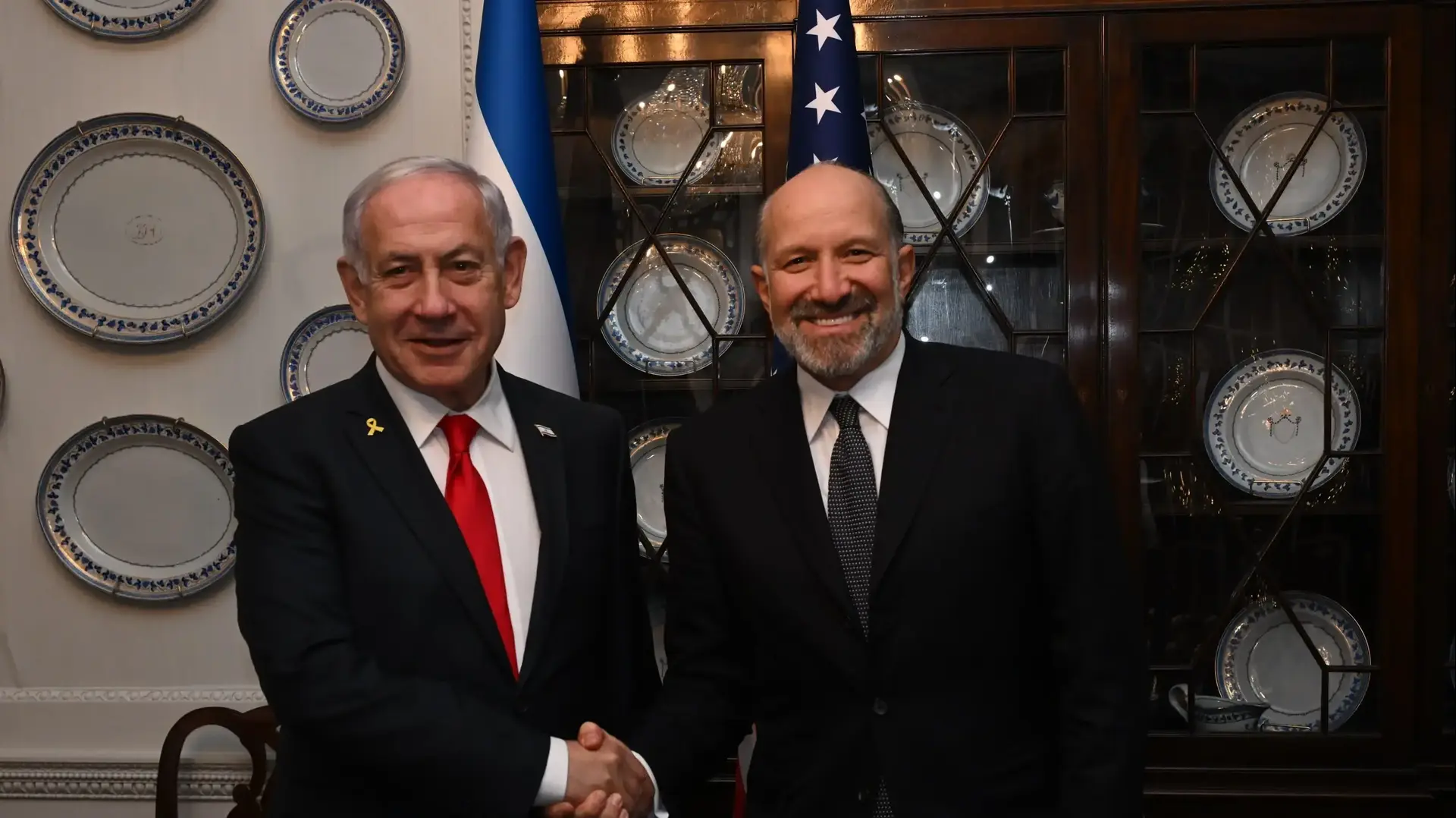ראש הממשלה בנימין נתניהו נפגש עם מזכיר המסחר של ארצות-הברית, הווארד לוטניק, ועם נציב הסחר, ג'יימיסון גריר,בלייר האוס וושינגטון , ארה"ב, 7 באפריל 2025 ראש הממשלה בנימין נתניהו נפגש עם מזכיר המסחר של ארצות-הברית, הווארד לוטניק, ועם נציב הסחר, ג'יימיסון גריר,בלייר האוס וושינגטון , ארה"ב, 7 באפריל 2025