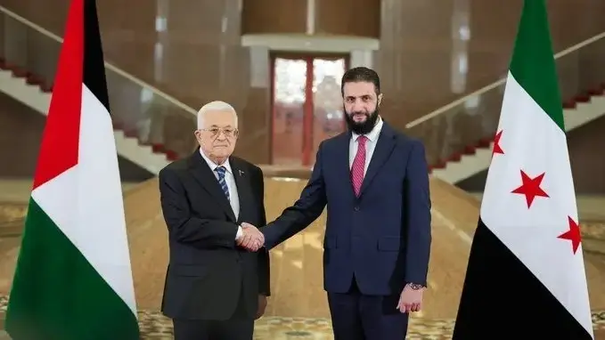 אבו מאזן בפגישה עם נשיא סוריה, 18 באפריל 2025 אבו מאזן בפגישה עם נשיא סוריה, 18 באפריל 2025