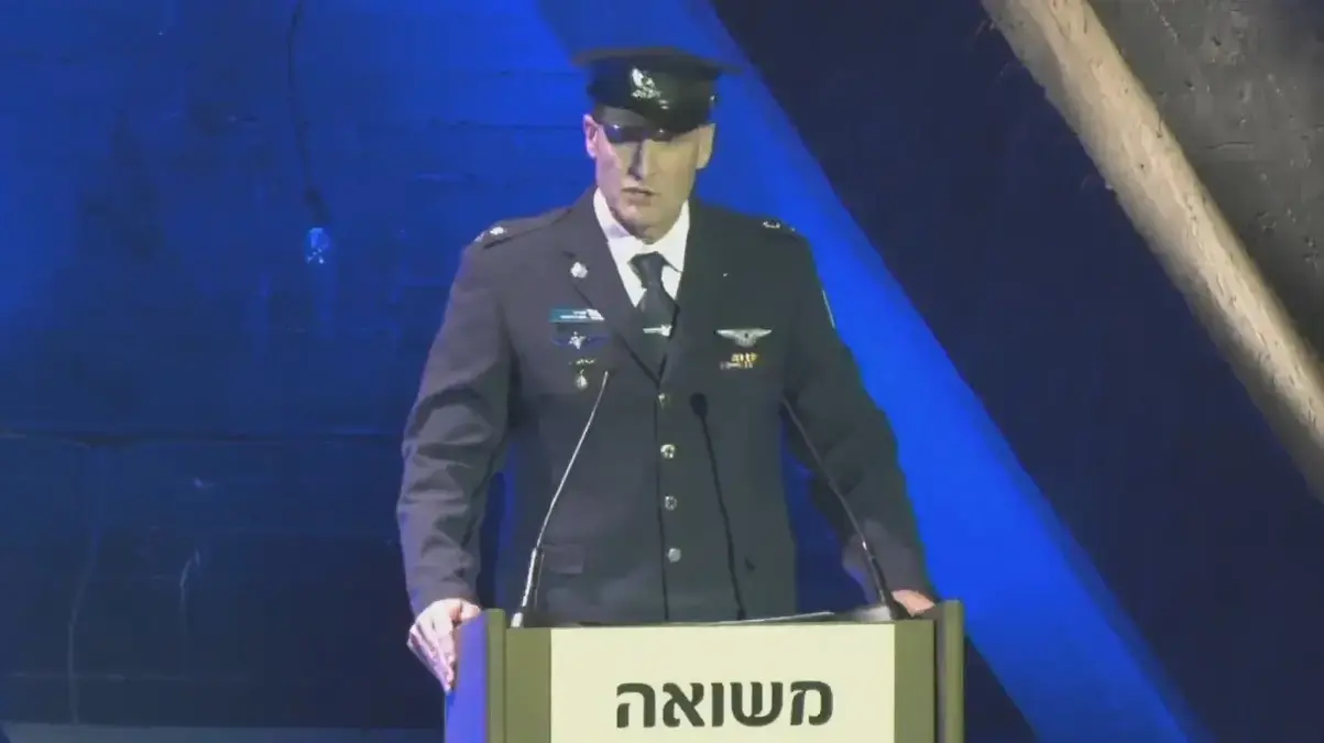 אלוף תומר בר, מפקד חיל-האוויר בעצרת יום השואה במכון משואה, 23 באפריל 2025