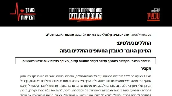 דו"ח מטה משפחות החטופים על הסכנות בנטישת החטופים החללים מאחור דו"ח מטה משפחות החטופים על הסכנות בנטישת החטופים החללים מאחור
