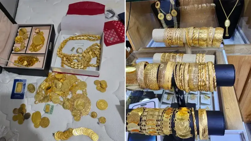 זהב שנתפס במהלך פשיטת הענק בהרט זהב שנתפס במהלך פשיטת הענק בהרט
