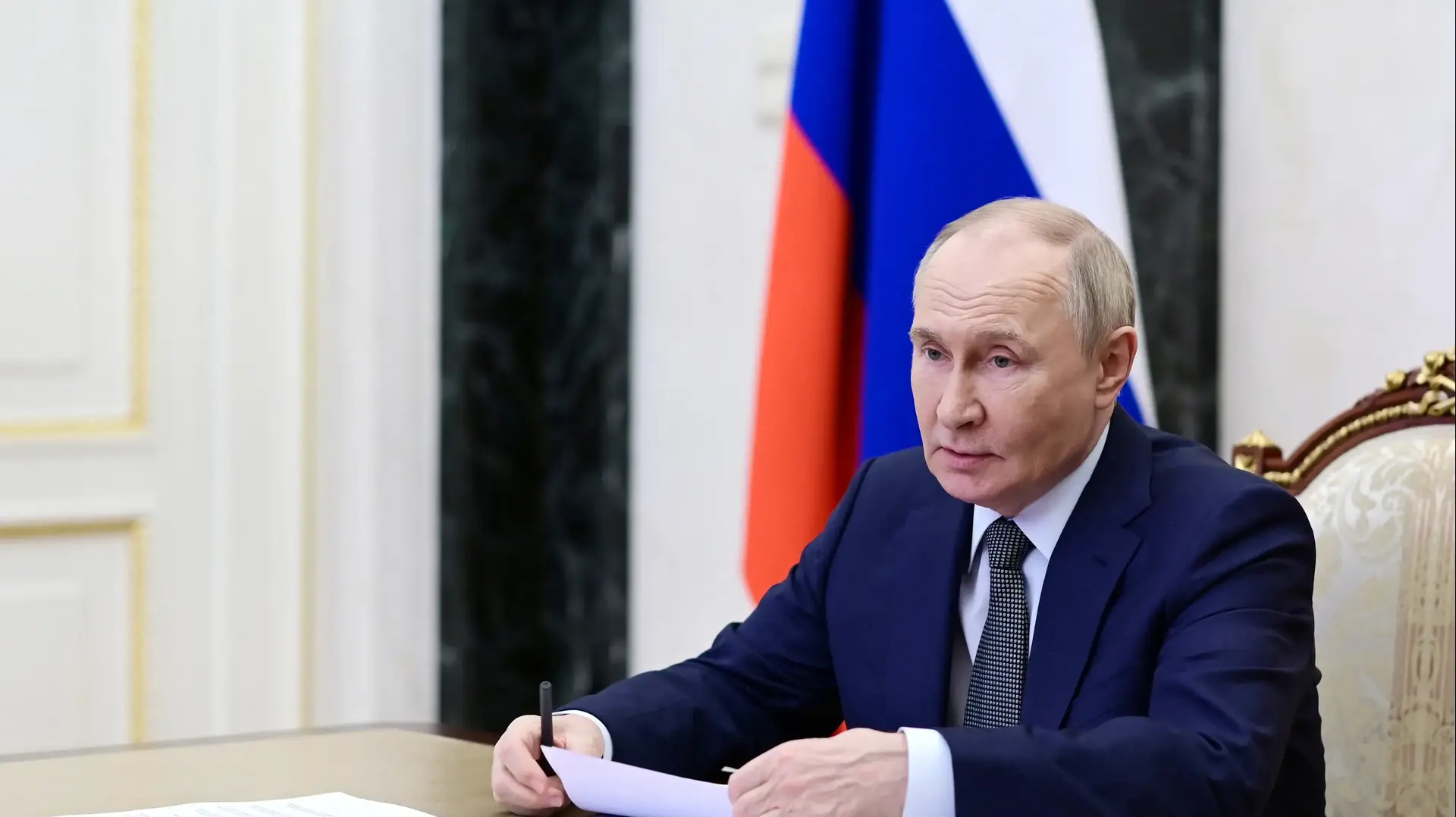 Russian President Vladimir Putin chairs a meeting with members of the Security Council via a video link in Moscow, Russia, May 16, 2025. Sputnik/Pavel Byrkin/Pool via REUTERS ATTENTION EDITORS - THIS IMAGE WAS PROVIDED BY A THIRD PARTY.
Russian President Vladimir Putin chairs a meeting with members of the Security Council via a video link in Moscow, Russia, May 16, 2025. Sputnik/Pavel Byrkin/Pool via REUTERS ATTENTION EDITORS - THIS IMAGE WAS PROVIDED BY A THIRD PARTY.