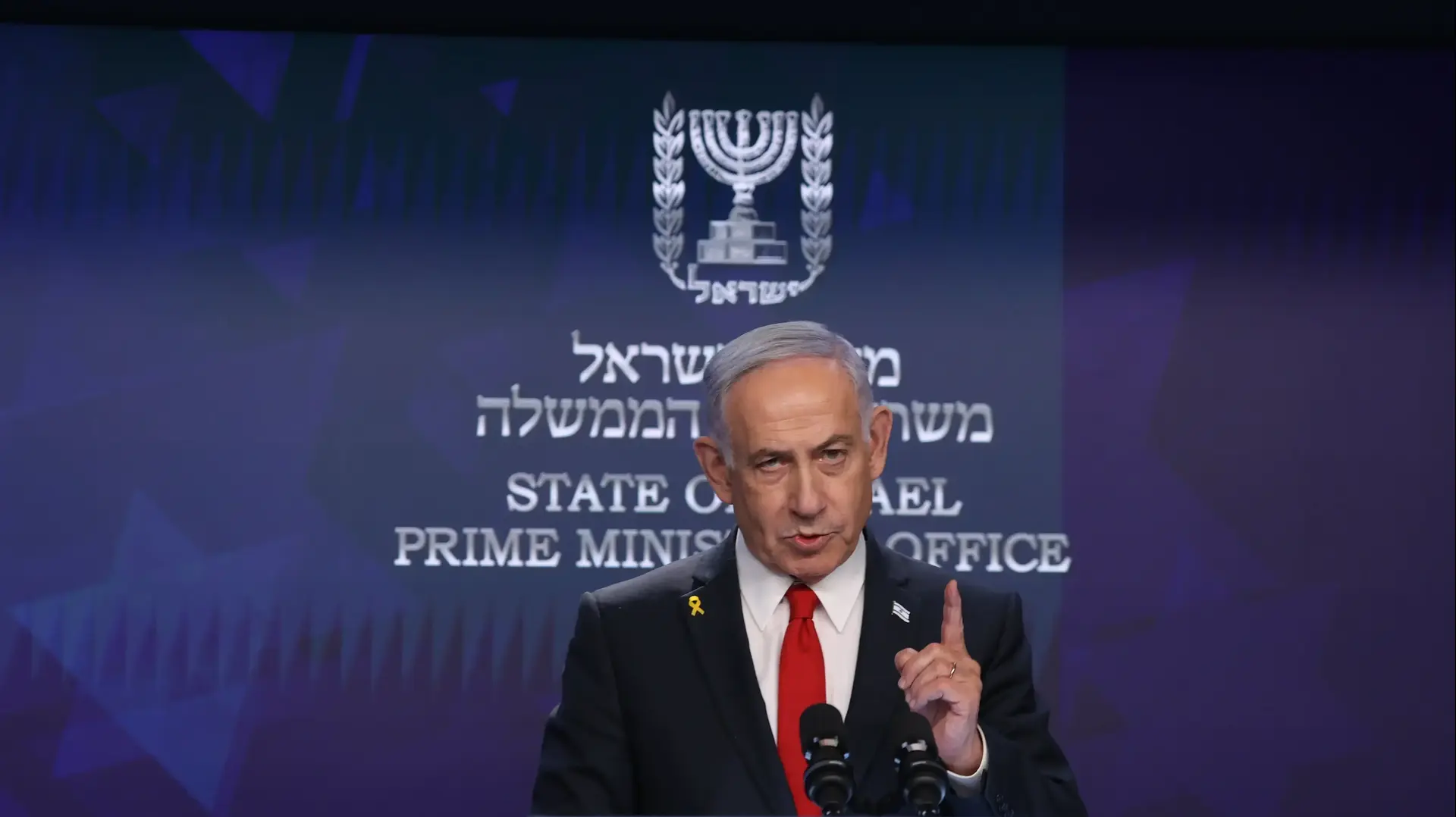 ראש הממשלה בנימין נתניהו במסיבת עיתונאים, 21 במאי 2025 ראש הממשלה בנימין נתניהו במסיבת עיתונאים, 21 במאי 2025