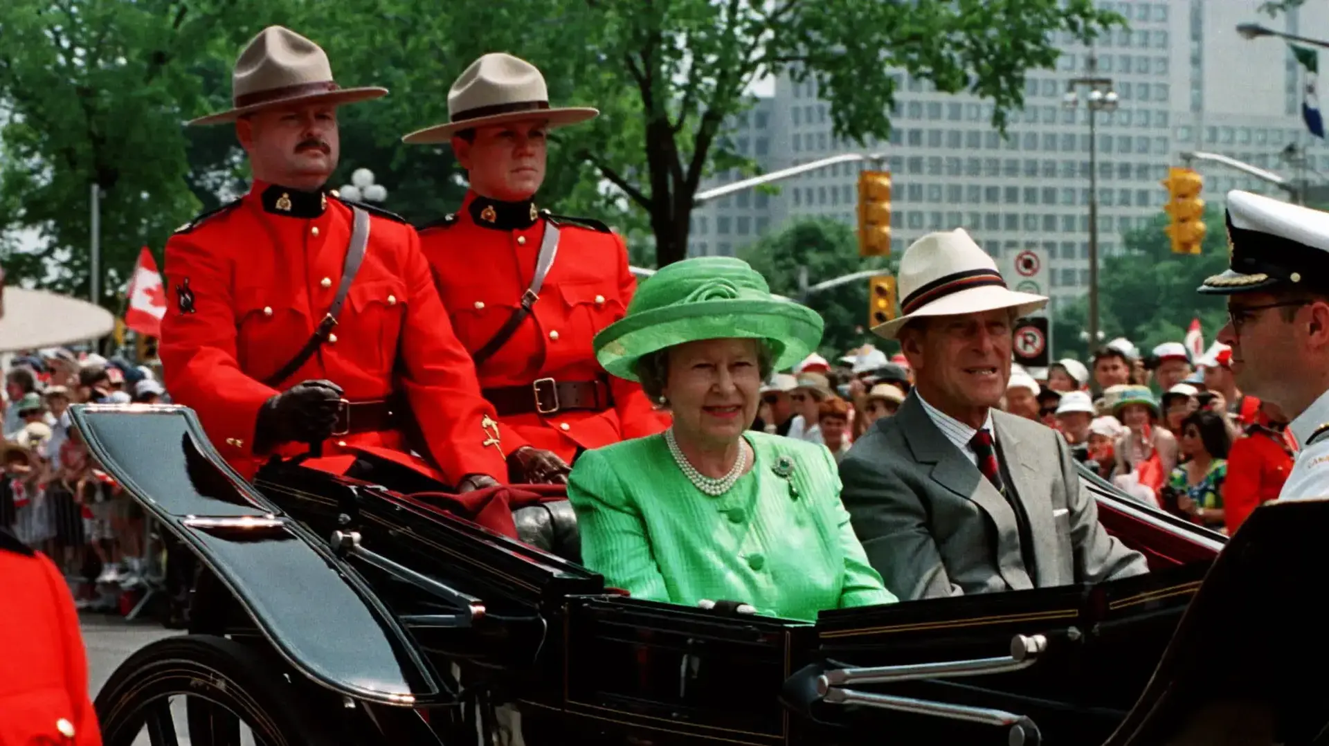 Queen Elizabeth and Prince Philip, Duke of Edinburgh, arrive on Parliament Hill in a horse drawn carriage July 1. The Queen addressed Canadians and took part in celebrations for the countries' 130th birthday. CANADA QUEEN
Queen Elizabeth and Prince Philip, Duke of Edinburgh, arrive on Parliament Hill in a horse drawn carriage July 1. The Queen addressed Canadians and took part in celebrations for the countries' 130th birthday. CANADA QUEEN