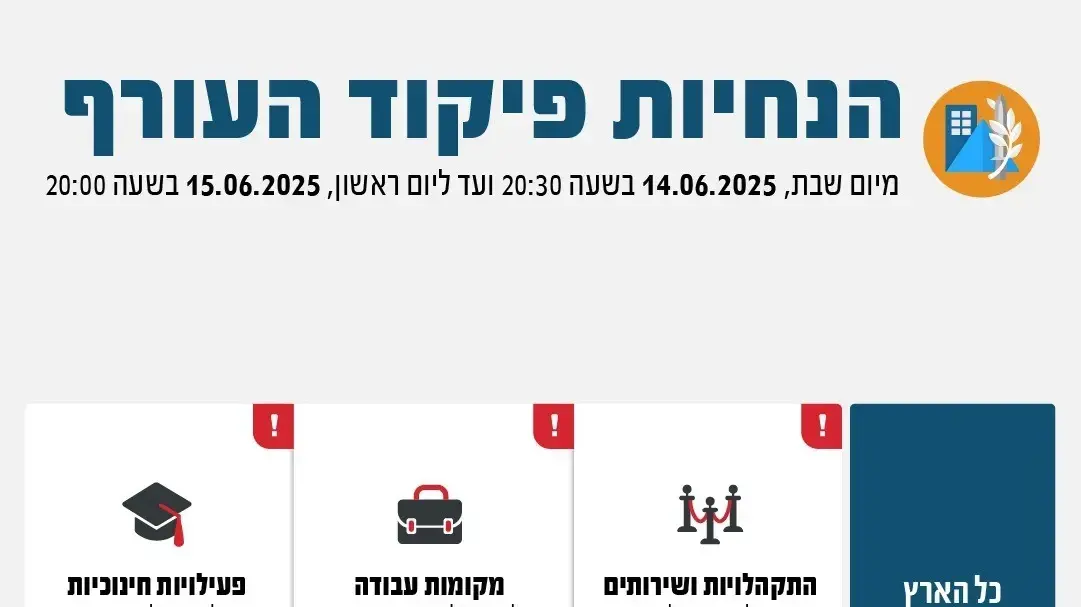 הנחיות פיקוד העורף הנחיות פיקוד העורף