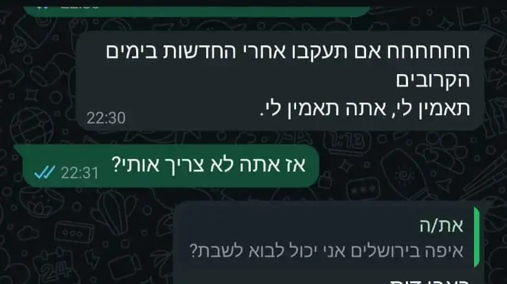צילום מסך מההתכתבות עם העיתונאי צילום מסך מההתכתבות עם העיתונאי