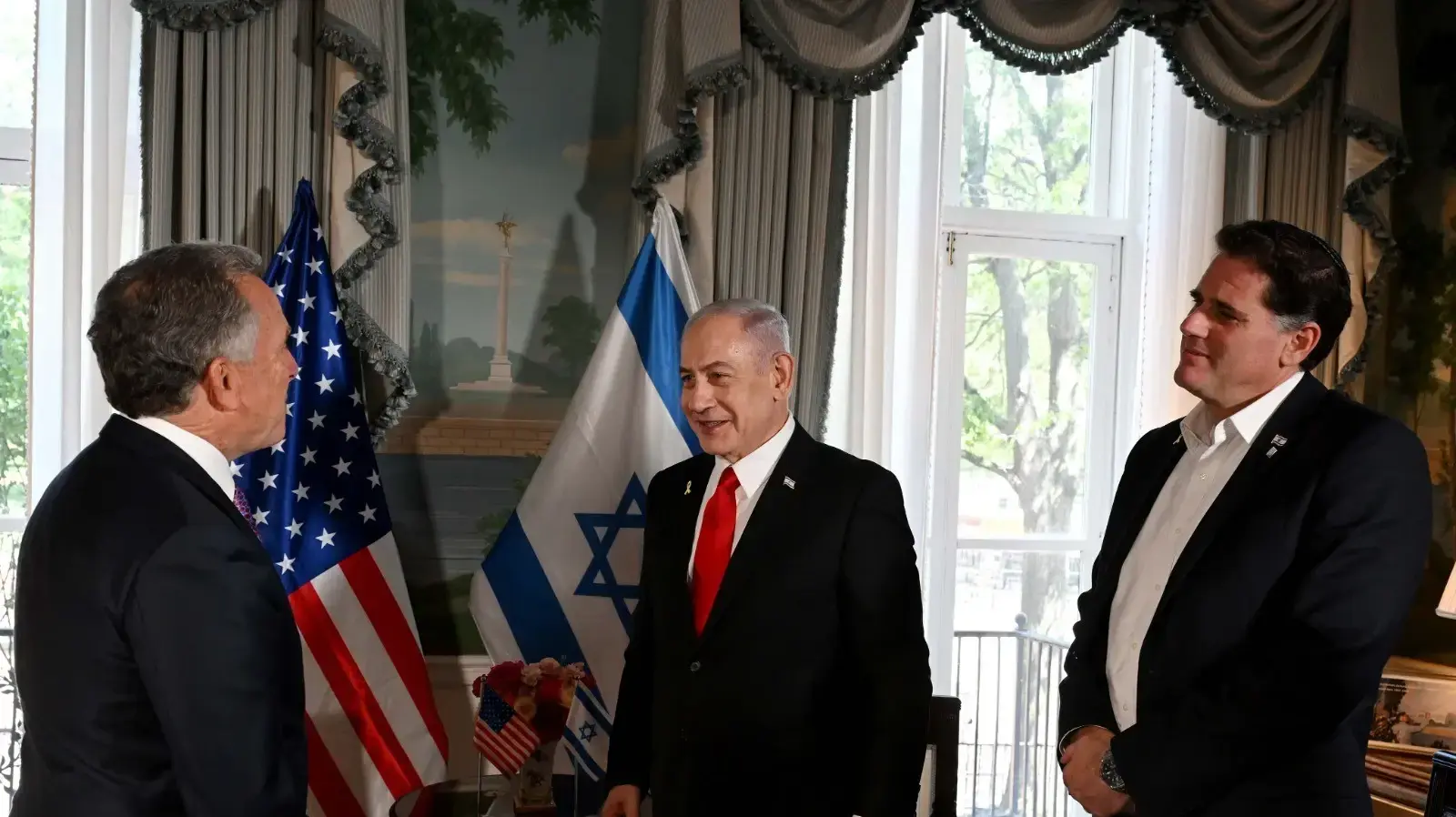 ראש הממשלה בנימין נתניהו בפגישה בבלייר האוס בוושינגטון עם השליח המיוחד של נשיא ארה״ב למזרח התיכון, סטיב וויטקוף, 8 ביולי 2025 ראש הממשלה בנימין נתניהו בפגישה בבלייר האוס בוושינגטון עם השליח המיוחד של נשיא ארה״ב למזרח התיכון, סטיב וויטקוף, 8 ביולי 2025