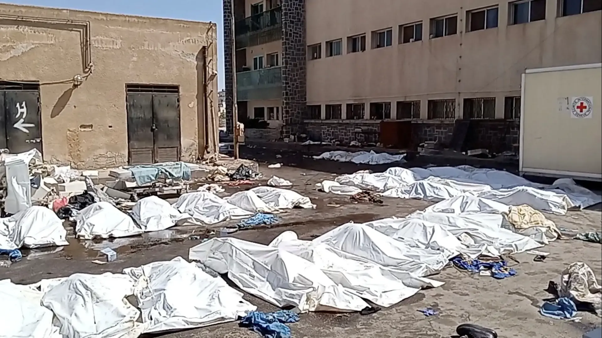 Bags containing bodies lie on the ground at Sweida National Hospital in Sweida, Syria, July 22, 2025 Bags containing bodies lie on the ground at Sweida National Hospital in Sweida, Syria, July 22, 2025