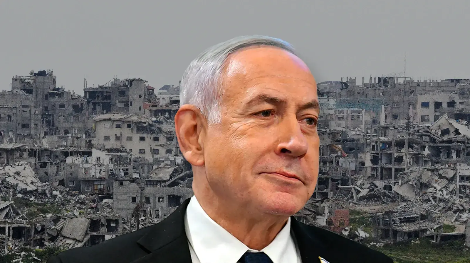 נתניהו ברקע הרס עזה נתניהו ברקע הרס עזה