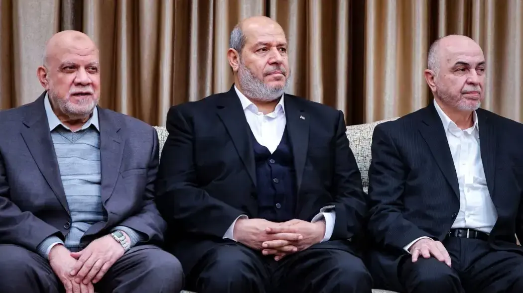 Hamas political leaders Nizar Awadallah, Khalil Al-Hayya and Mohammad Ismail Darwish, at a meeting in Tehran in February