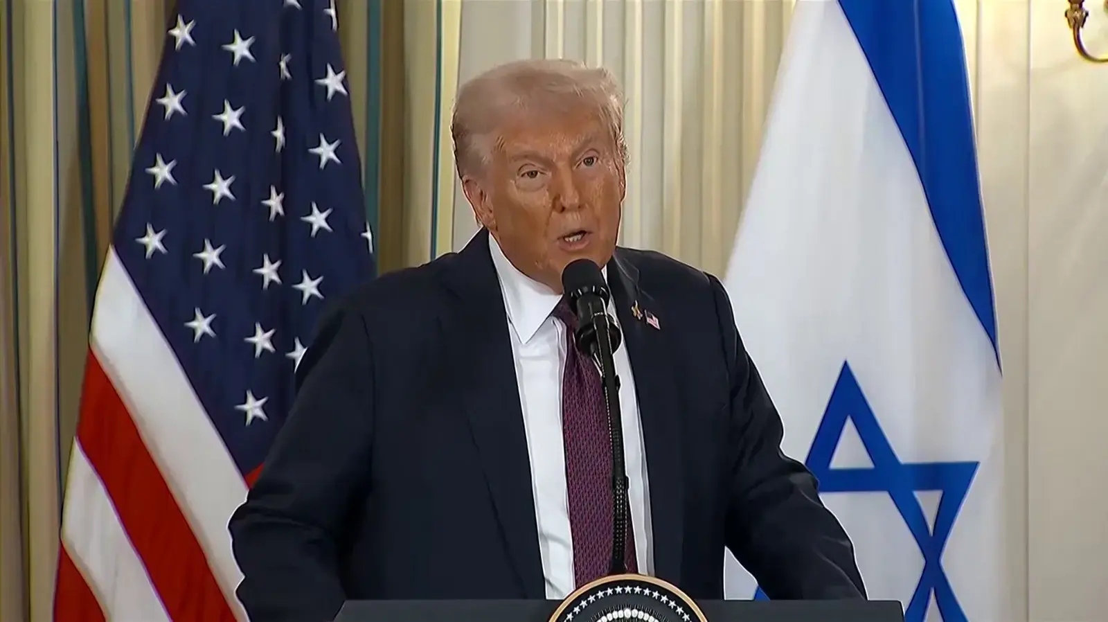 מסיבת עיתונאים של רה"מ נתניהו ונשיא ארה"ב טראמפ, אולם הנשפים בבית הלבן, 29 בספטמבר 2025
