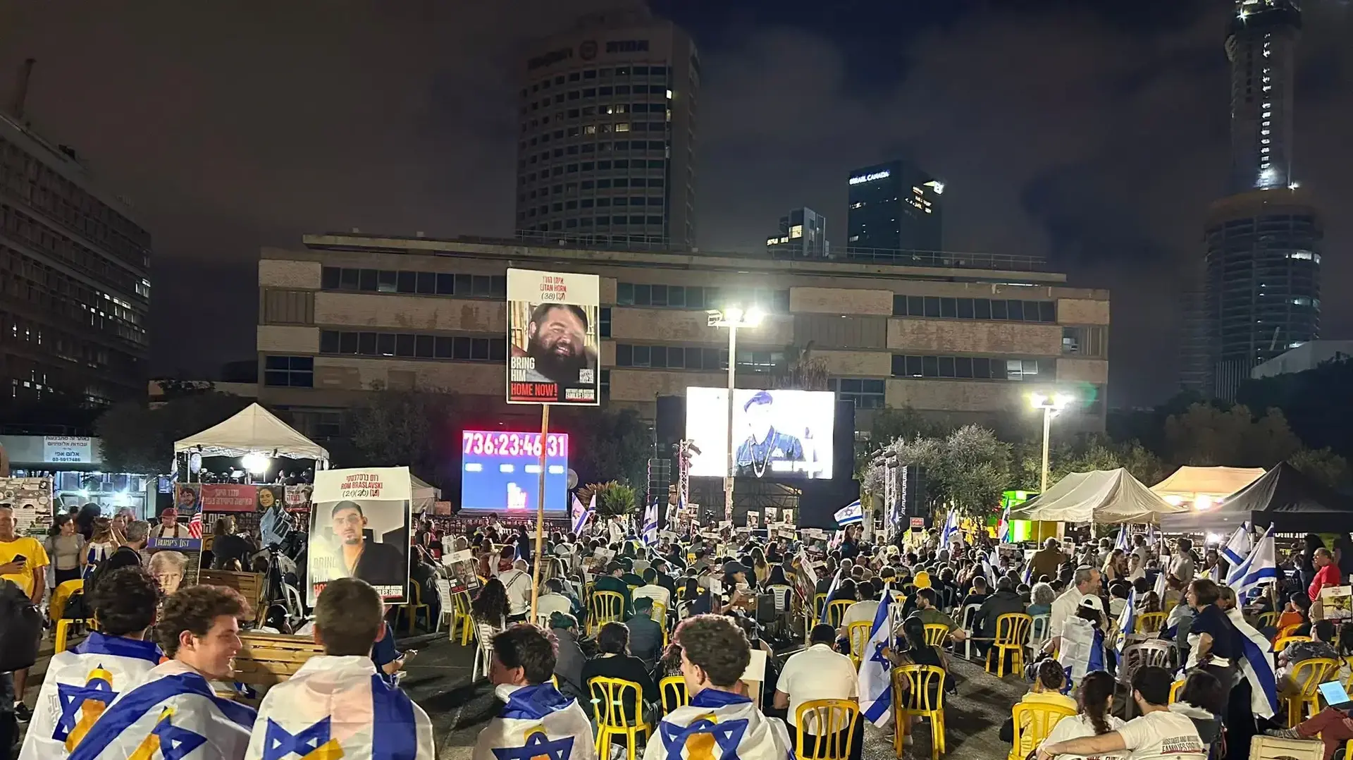 ממתינים לשחרור החטופים, כיכר החטופים, 13 באוקטובר 2025 ממתינים לשחרור החטופים, כיכר החטופים, 13 באוקטובר 2025