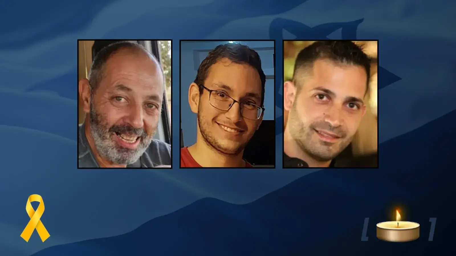שלושה החטופים החללים שחזרו לישראל וזוהו. 15 באוקטובר 2025 שלושה החטופים החללים שחזרו לישראל וזוהו. 15 באוקטובר 2025