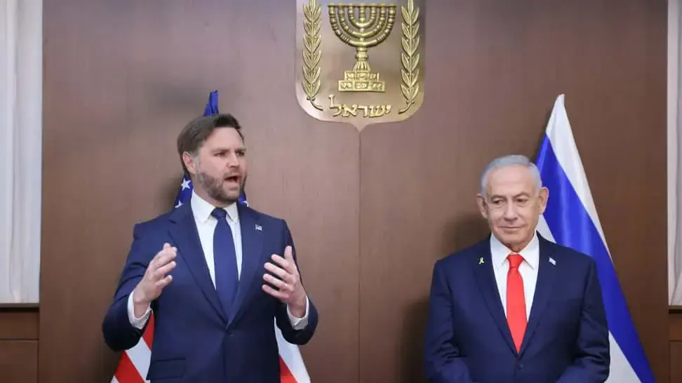 סגן נשיא ארצות הברית עם ראש הממשלה בנימין נתניהו בביקורו בישראל. 22 באוקטובר 2025 סגן נשיא ארצות הברית עם ראש הממשלה בנימין נתניהו בביקורו בישראל. 22 באוקטובר 2025