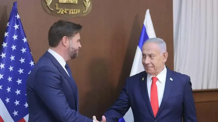 סגן נשיא ארצות הברית עם ראש הממשלה בנימין נתניהו בביקורו בישראל. 22 באוקטובר 2025 סגן נשיא ארצות הברית עם ראש הממשלה בנימין נתניהו בביקורו בישראל. 22 באוקטובר 2025