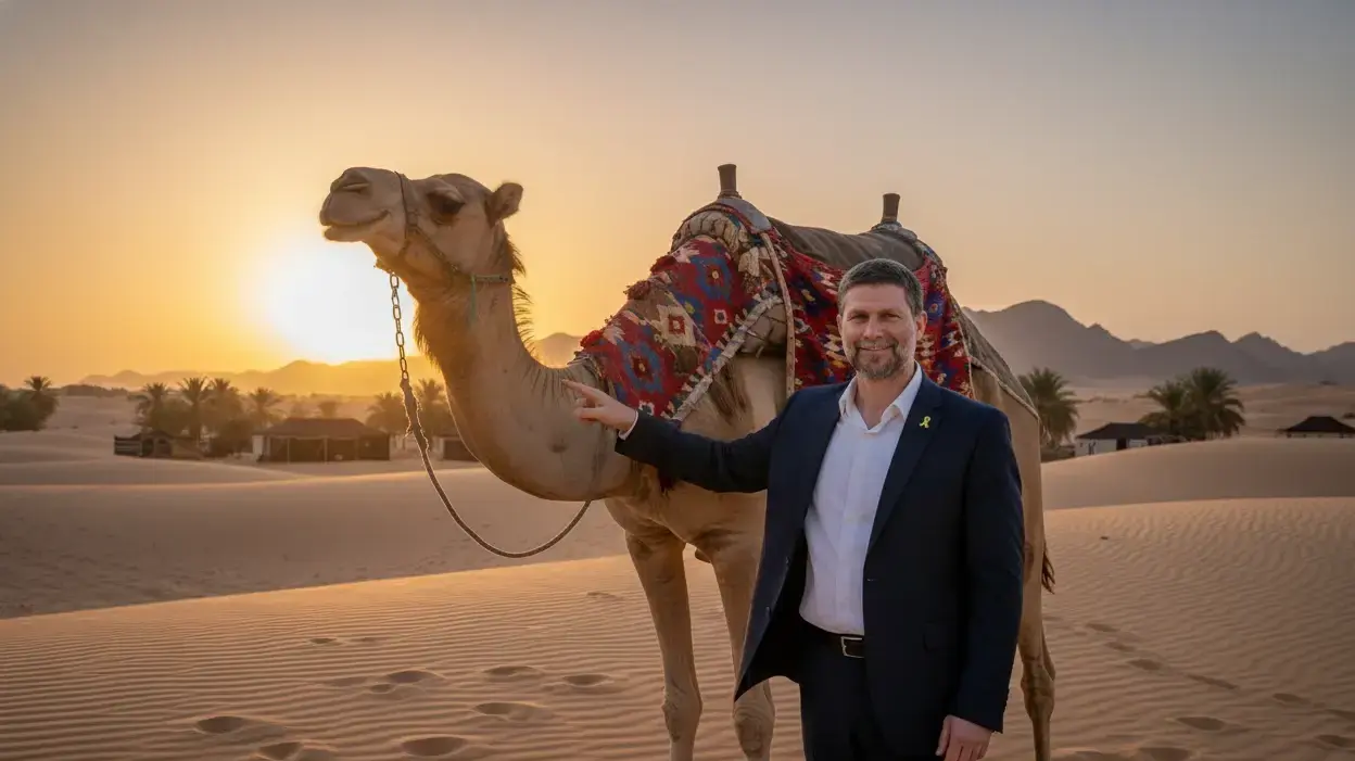 בצלאל סמוטריץ' עם גמל בצלאל סמוטריץ' עם גמל