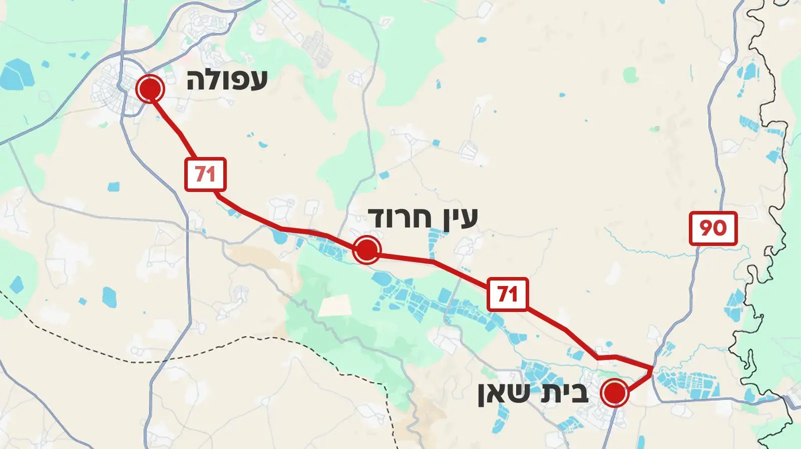 מסלול של המחבל מהפיגוע המשולב במרחב בית שאן. 26 בדצמבר 2025