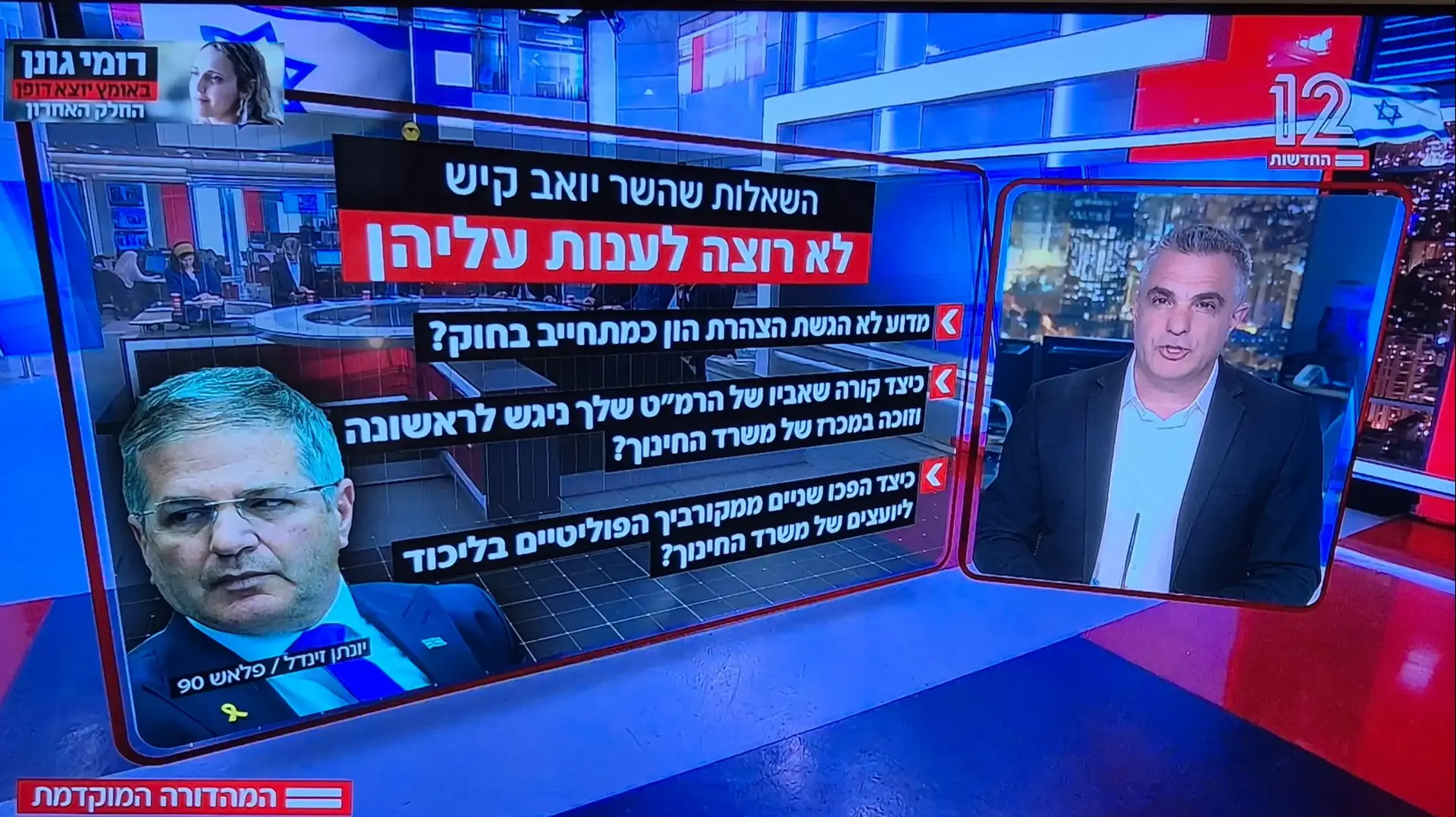 יוסי מזרחי מציג שאלות ליואב קיש, המהדורה המוקדמת חדשות 12 יוסי מזרחי מציג שאלות ליואב קיש, המהדורה המוקדמת חדשות 12
