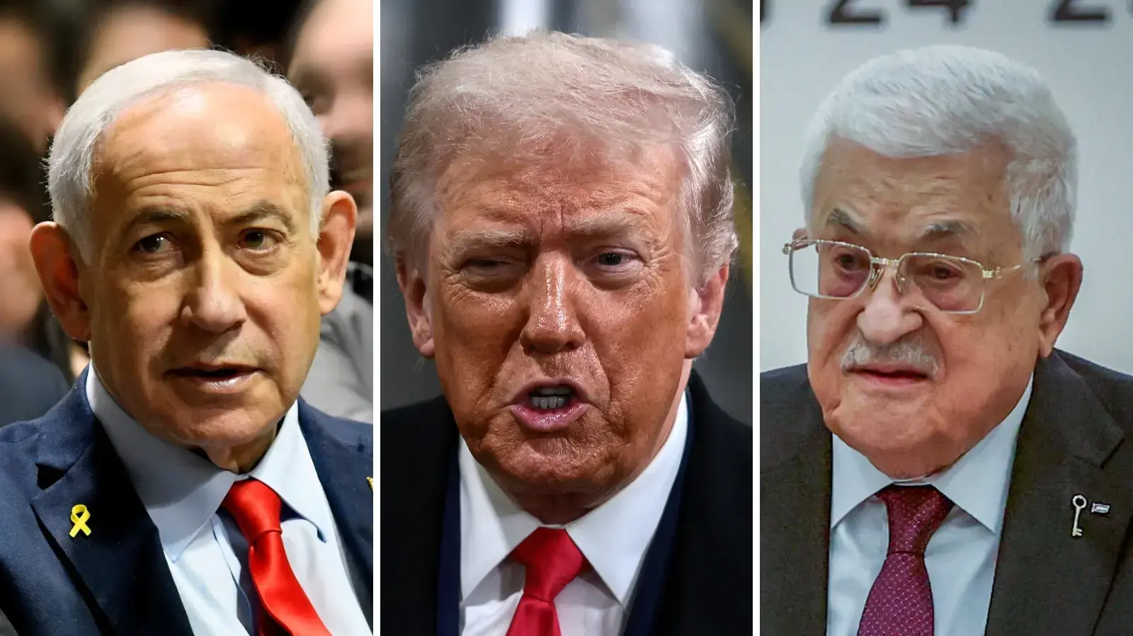 מחמוד עבאס, דונלד טראמפ, בנימין נתניהו מחמוד עבאס, דונלד טראמפ, בנימין נתניהו