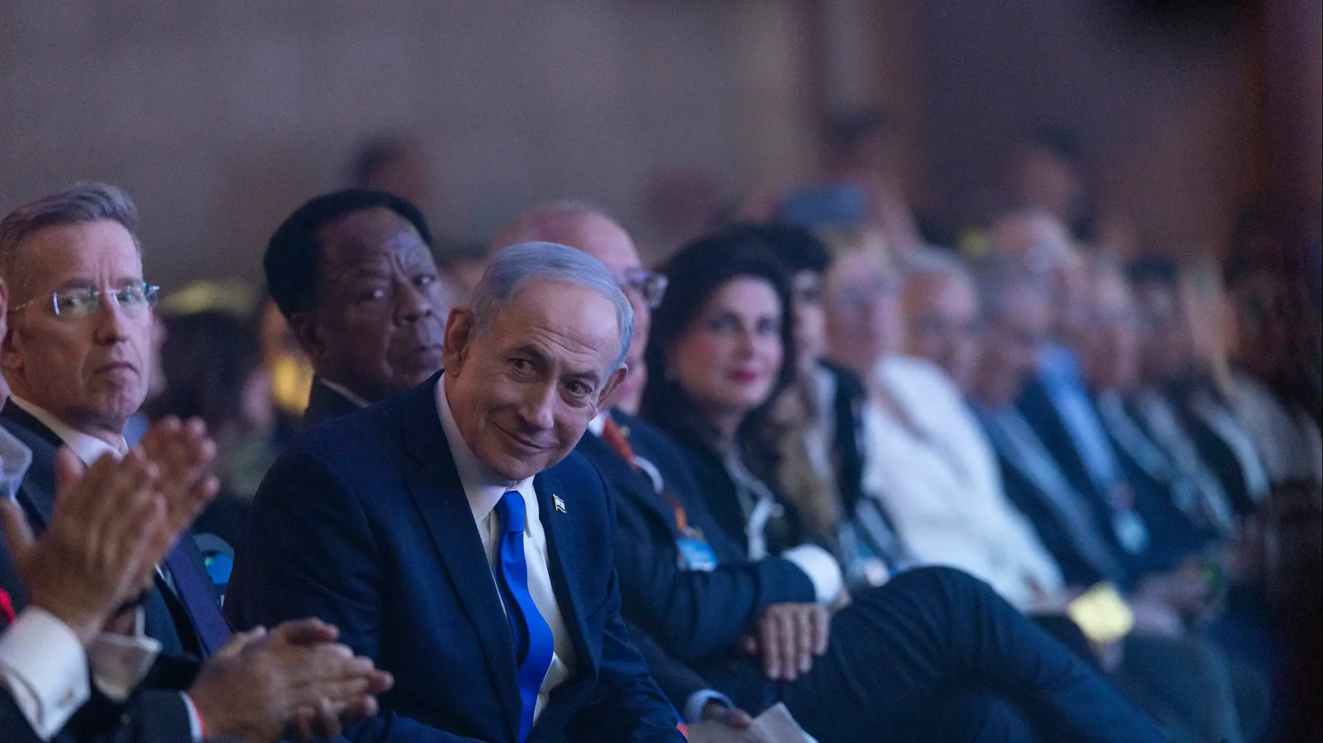 ראש הממשלה בנימין נתניהו נואם בועידת האנטישמיות הבינלאומי, ירושלים. ראש הממשלה בנימין נתניהו נואם בועידת האנטישמיות הבינלאומי, ירושלים.