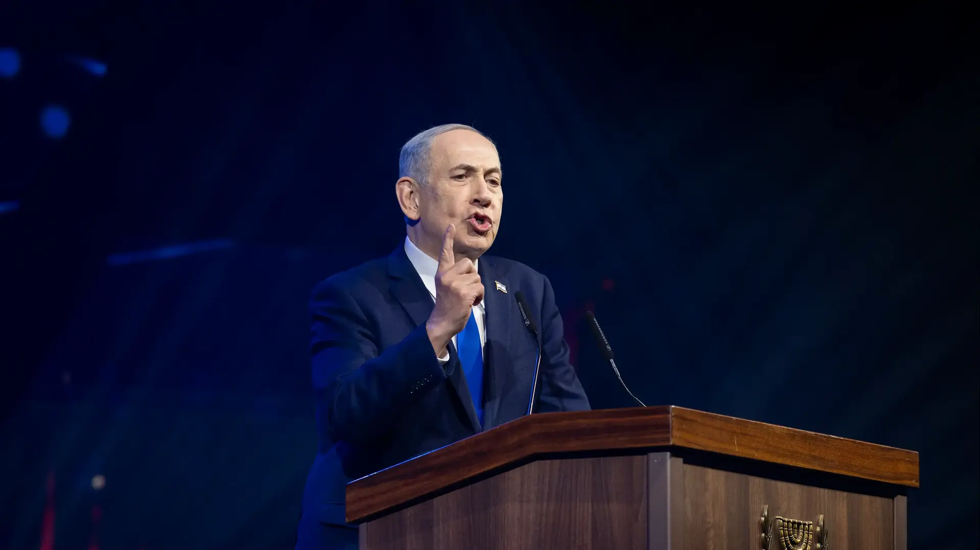 ראש הממשלה בנימין נתניהו נואם בועידת האנטישמיות הבינלאומי, ירושלים. ראש הממשלה בנימין נתניהו נואם בועידת האנטישמיות הבינלאומי, ירושלים.