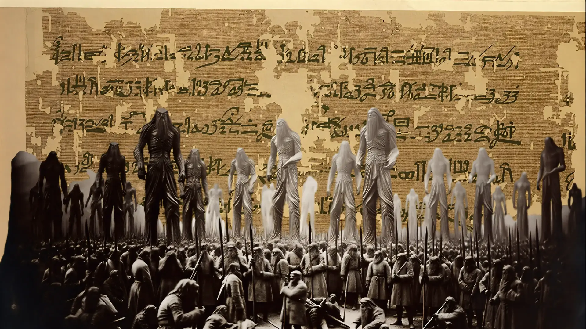 הנפילים על רקע פפירוס מצרי