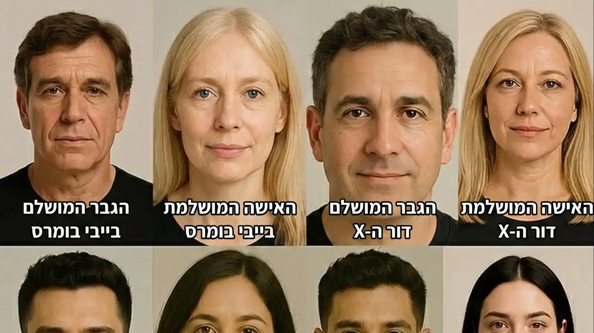 סקר חדש חשף כיצד נראים הגבר והאישה 'המושלמים' בעיני דורות שונים. בתמונה: דיוקנאות שנוצרו על ידי בינה מלאכותית (AI) בהתבסס על התשובות הנפוצות ביותר בסקר סקר חדש חשף כיצד נראים הגבר והאישה 'המושלמים' בעיני דורות שונים. בתמונה: דיוקנאות שנוצרו על ידי בינה מלאכותית (AI) בהתבסס על התשובות הנפוצות ביותר בסקר