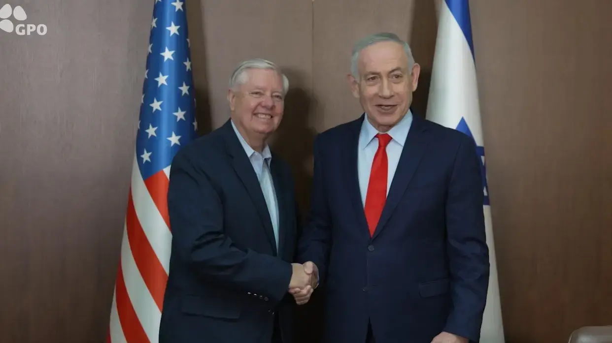 ראש הממשלה בנימין נתניהו נפגש בלשכתו בירושלים עם הסנאטור האמריקני לינדזי גרהאם, 16 בפברואר 2026
