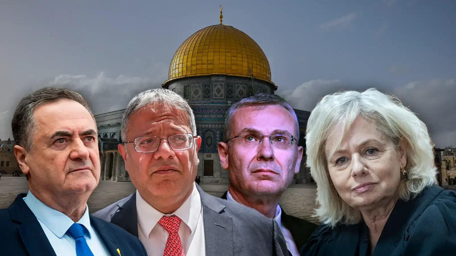 איתמר בן גביר, ישראל כ"ץ,  גלי בהרב מיארה ויריב לוין,  הר הבית