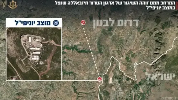 המרחב ממנו זוהה השיגור לעבר מוצב יוניפי"ל המרחב ממנו זוהה השיגור לעבר מוצב יוניפי"ל