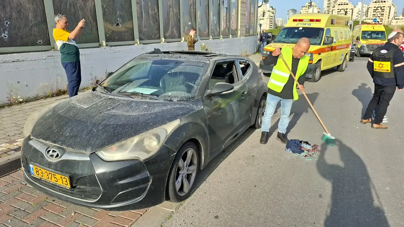 זירת הפגיעה בפתח תקווה זירת הפגיעה בפתח תקווה
