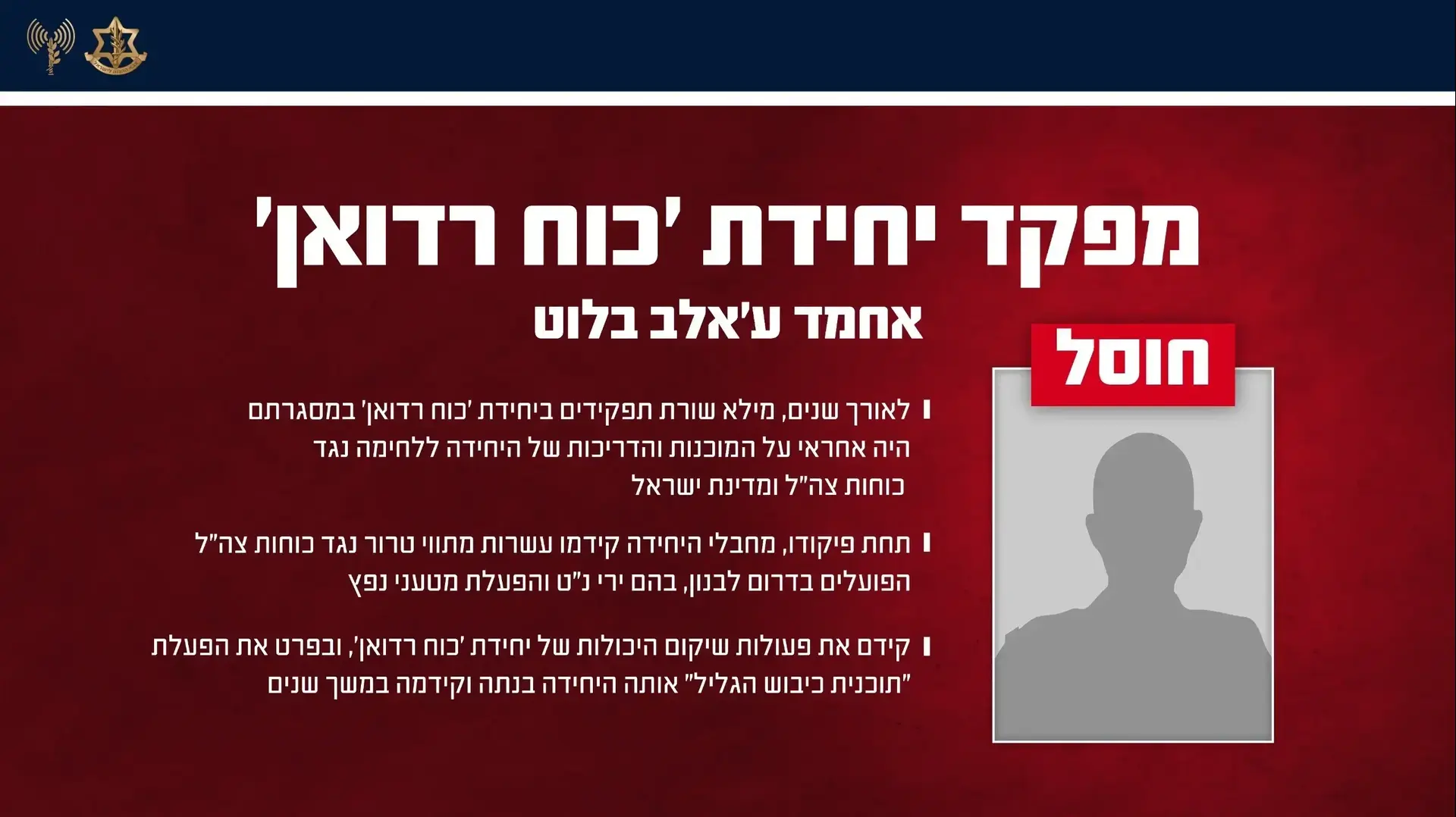 תעודת הזהות של מפקד יחידת 'כוח רדואן' תעודת הזהות של מפקד יחידת 'כוח רדואן'