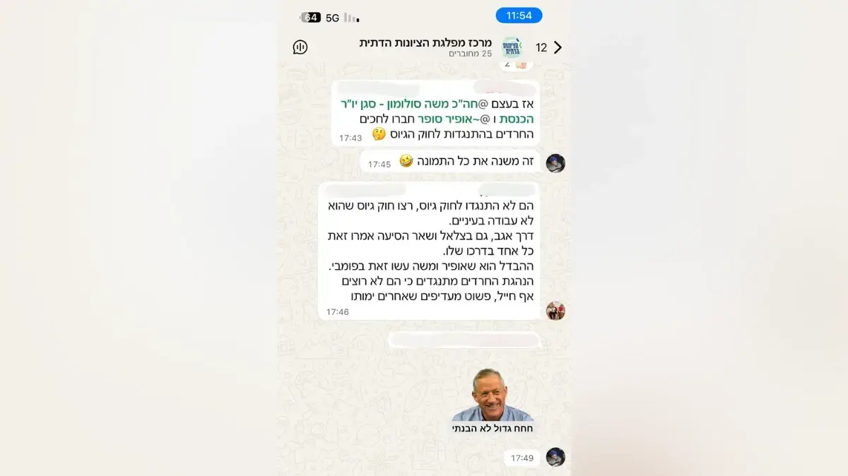 קבוצת וואטסאפ פנימית של חברי מרכז מפלגת הציונות הדתית קבוצת וואטסאפ פנימית של חברי מרכז מפלגת הציונות הדתית