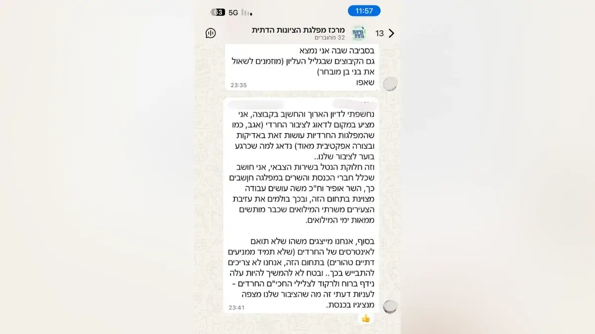 קבוצת וואטסאפ פנימית של חברי מרכז מפלגת הציונות הדתית קבוצת וואטסאפ פנימית של חברי מרכז מפלגת הציונות הדתית