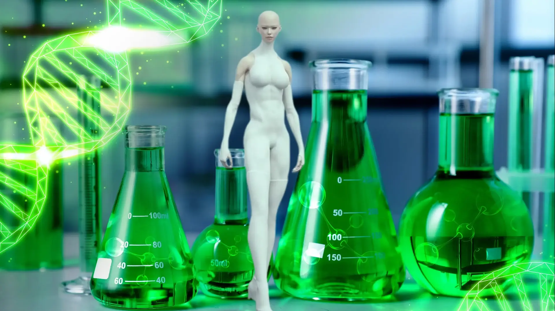 חייזרית על רקע מחקר DNA