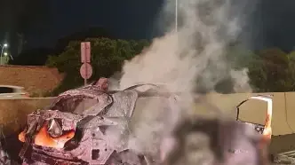 אדם ללא רוח חיים אותר ברכב בוער בכביש 2 סמוך למחלף אור עקיבא