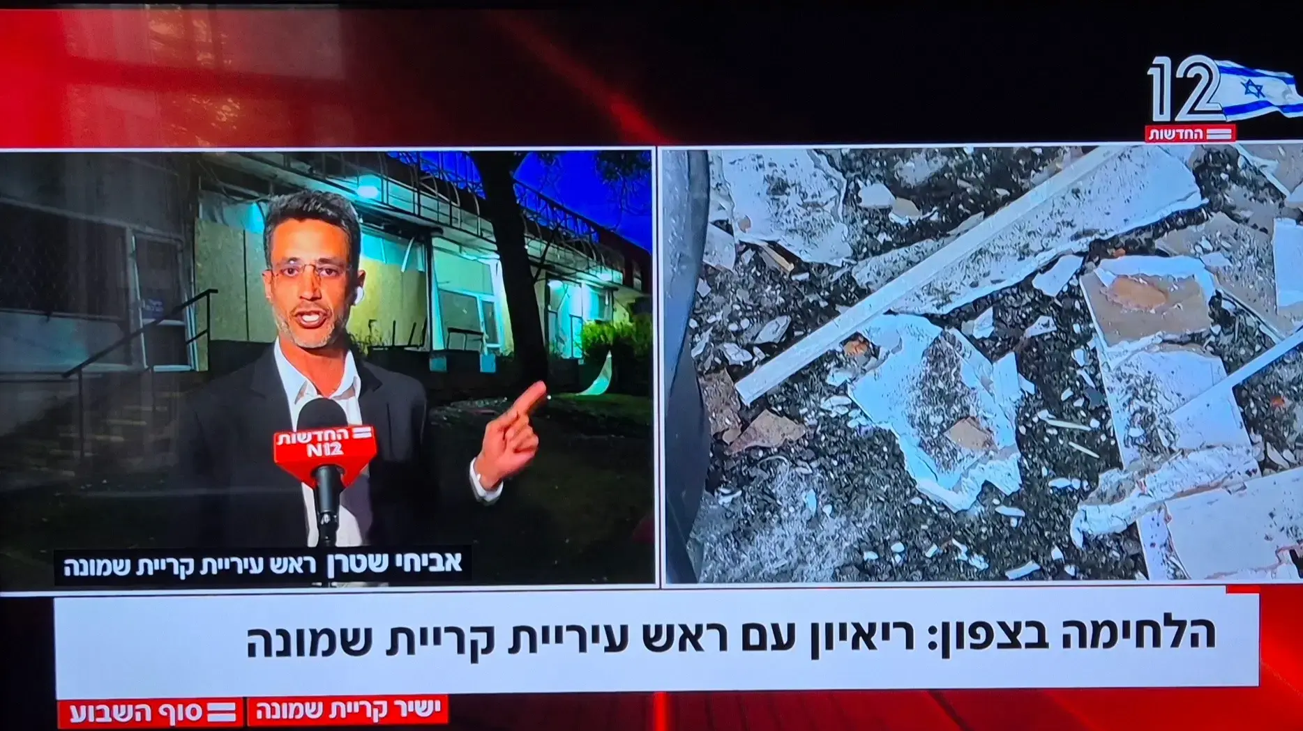 אביחי שטרן, ראש עיריית קריית שמונה, חדשות השבת עם דנה ויס, קשת 12 אביחי שטרן, ראש עיריית קריית שמונה, חדשות השבת עם דנה ויס, קשת 12