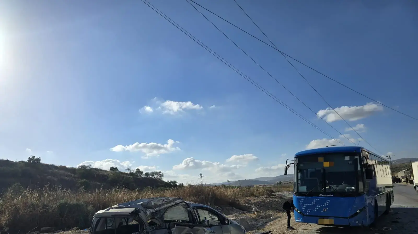 תאונה בין אוטובוס לרכב פרטי סמוך לשבי שומרון