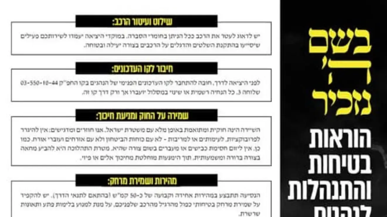 הוראות שפורסמו מטעם מחאת בני הישיבות לציבור הנהגים הוראות שפורסמו מטעם מחאת בני הישיבות לציבור הנהגים