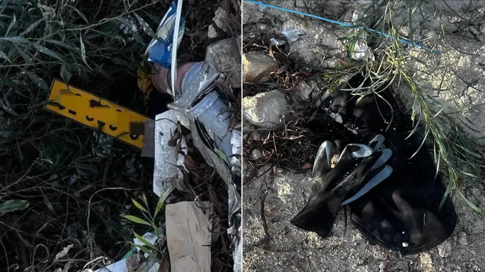 כפפות, מסכת סקי ולוחית זיהוי משוכפלת שהודבקה על רכב המילוט כפפות, מסכת סקי ולוחית זיהוי משוכפלת שהודבקה על רכב המילוט