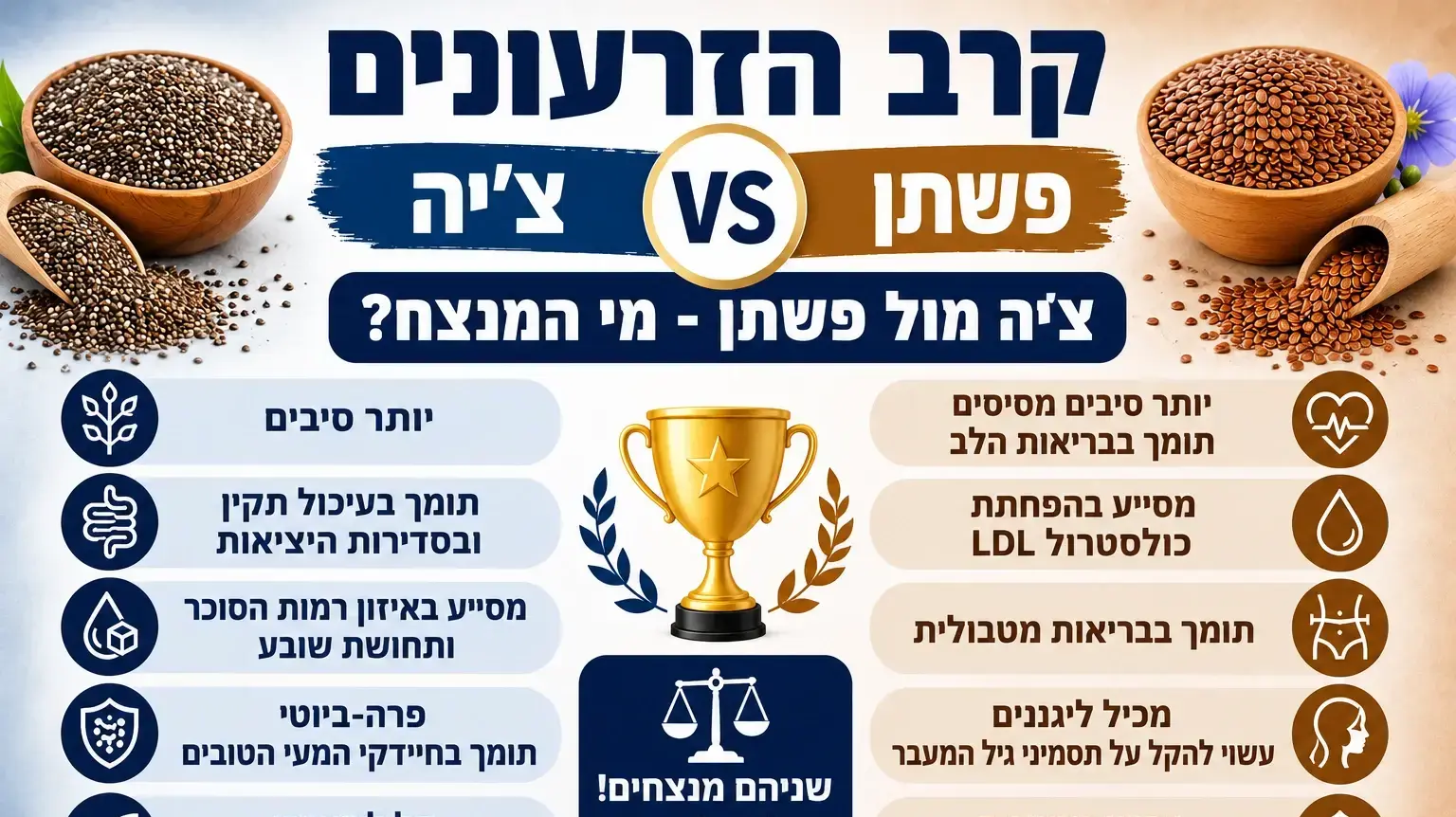 זרעי צ'יה מול זרעי פשתן זרעי צ'יה מול זרעי פשתן