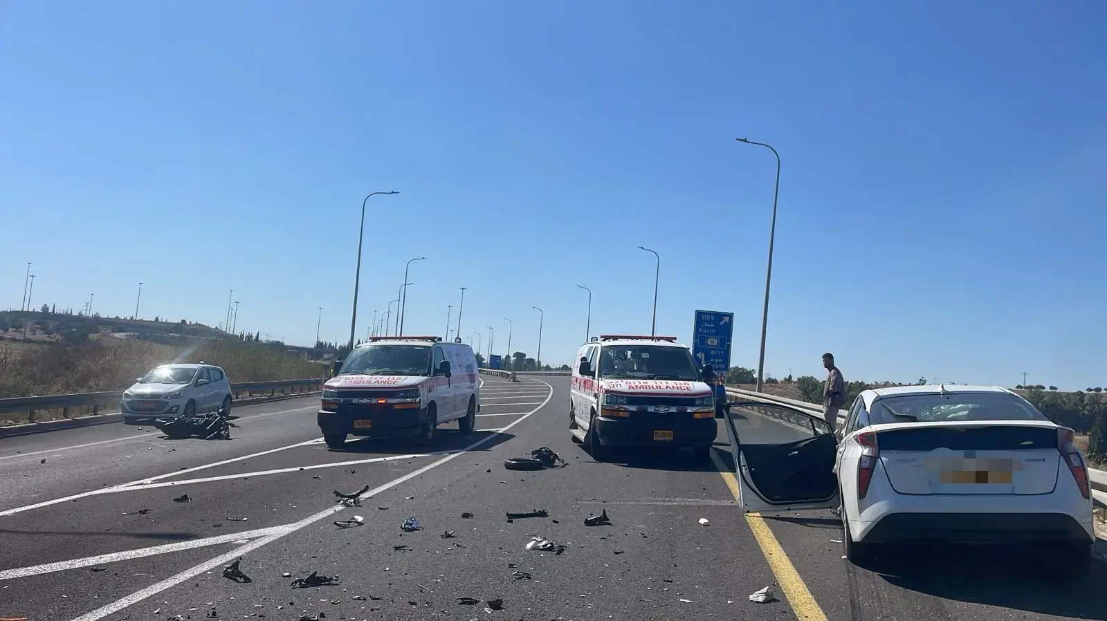 זירת תאונת הדרכים בסמוך לקרית גת זירת תאונת הדרכים בסמוך לקרית גת