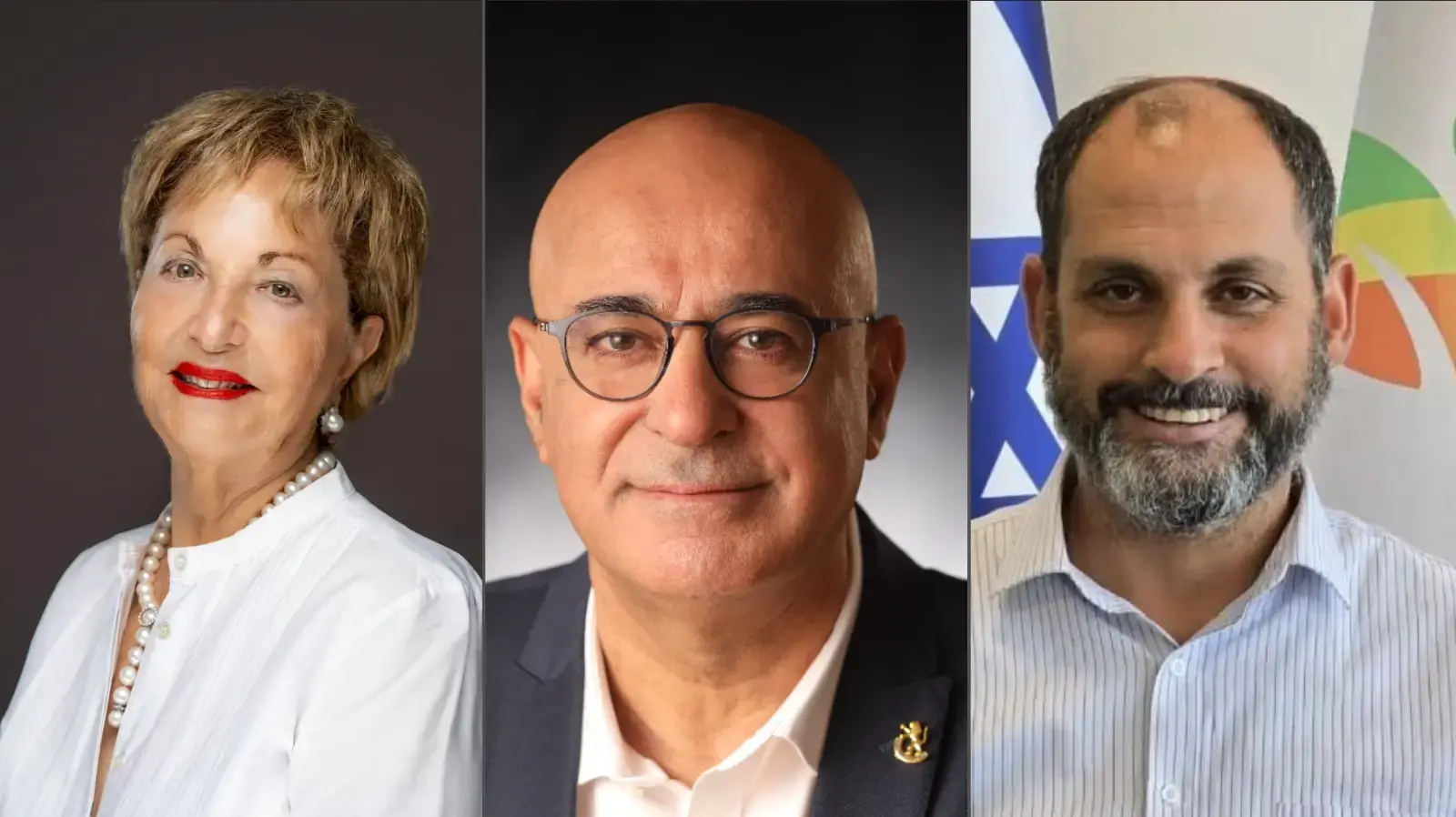 מימין: יכין זיק, איציק לארי, רעיה שטראוס מימין: יכין זיק, איציק לארי, רעיה שטראוס